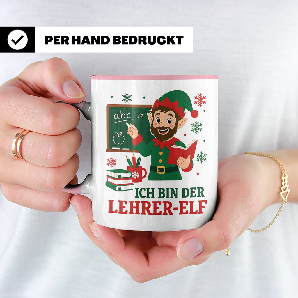 Lehrer Weihnachten Tasse Ich bin der Lehrer-Elf - Lustiges G – Rosa [farbe:rosa]