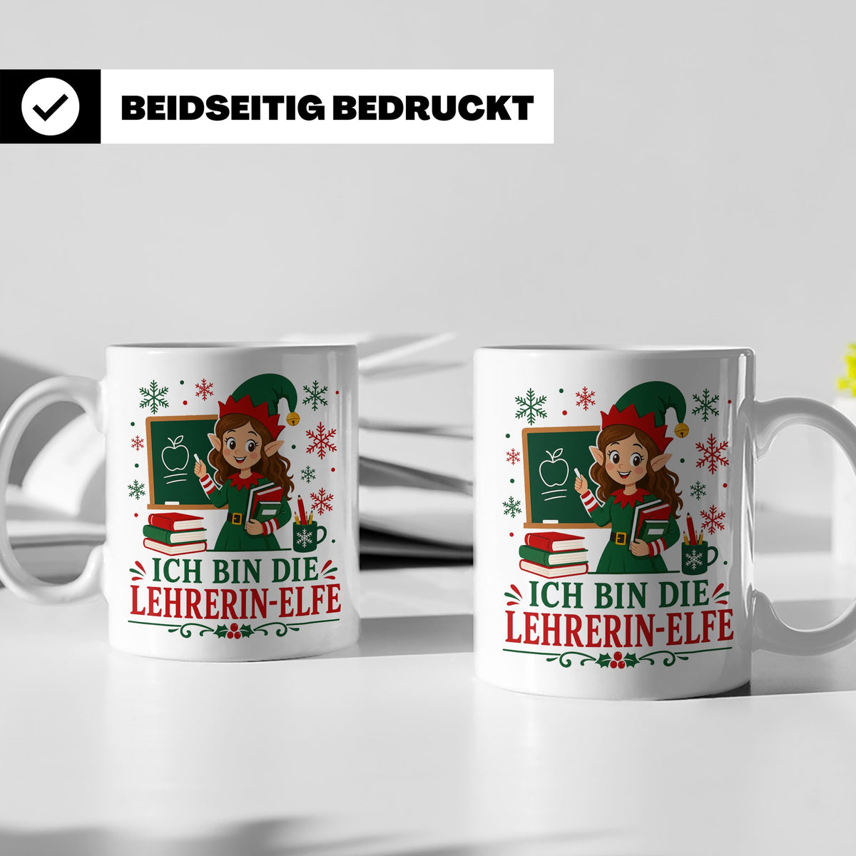 Lehrerin Weihnachten Tasse Ich bin die Lehrerin-Elfe - Lusti – Weiß [farbe:weiß]
