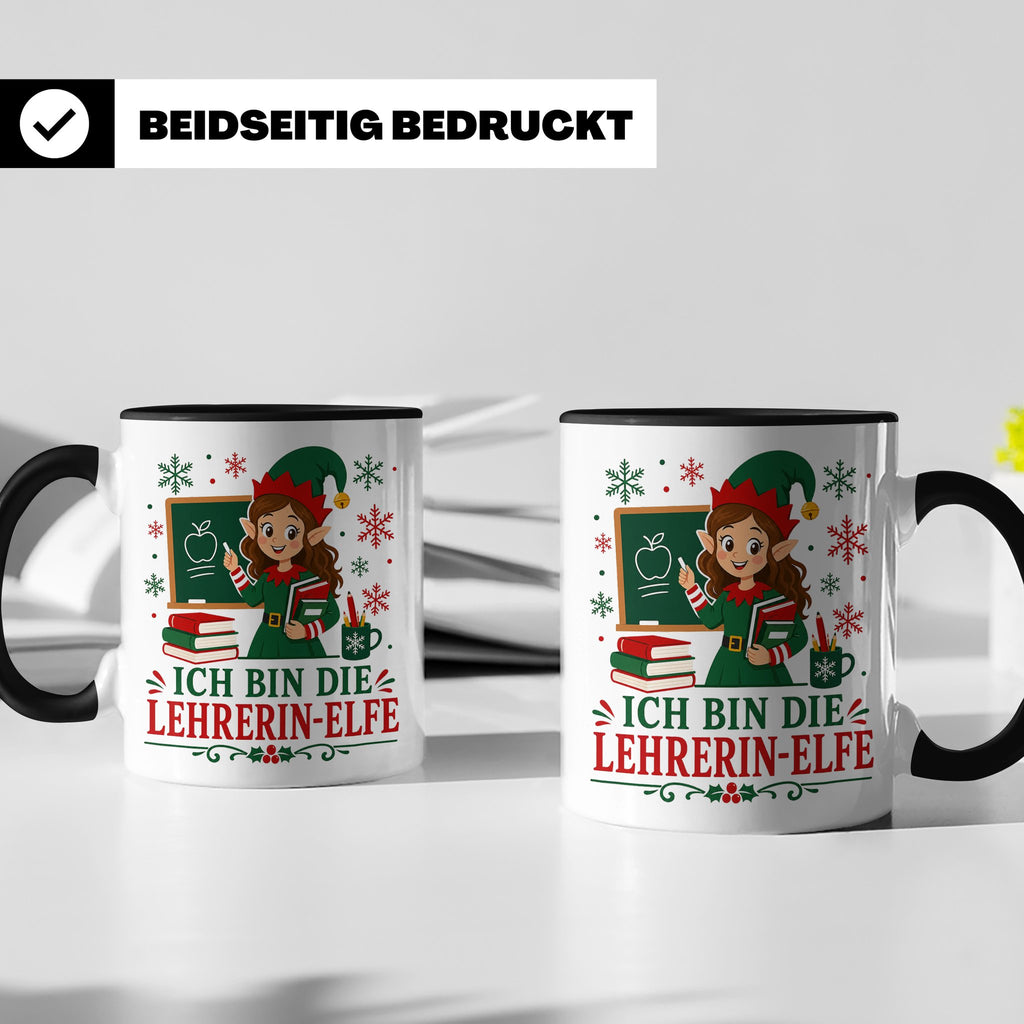 Lehrerin Weihnachten Tasse Ich bin die Lehrerin-Elfe - Lusti – Schwarz [farbe:schwarz]