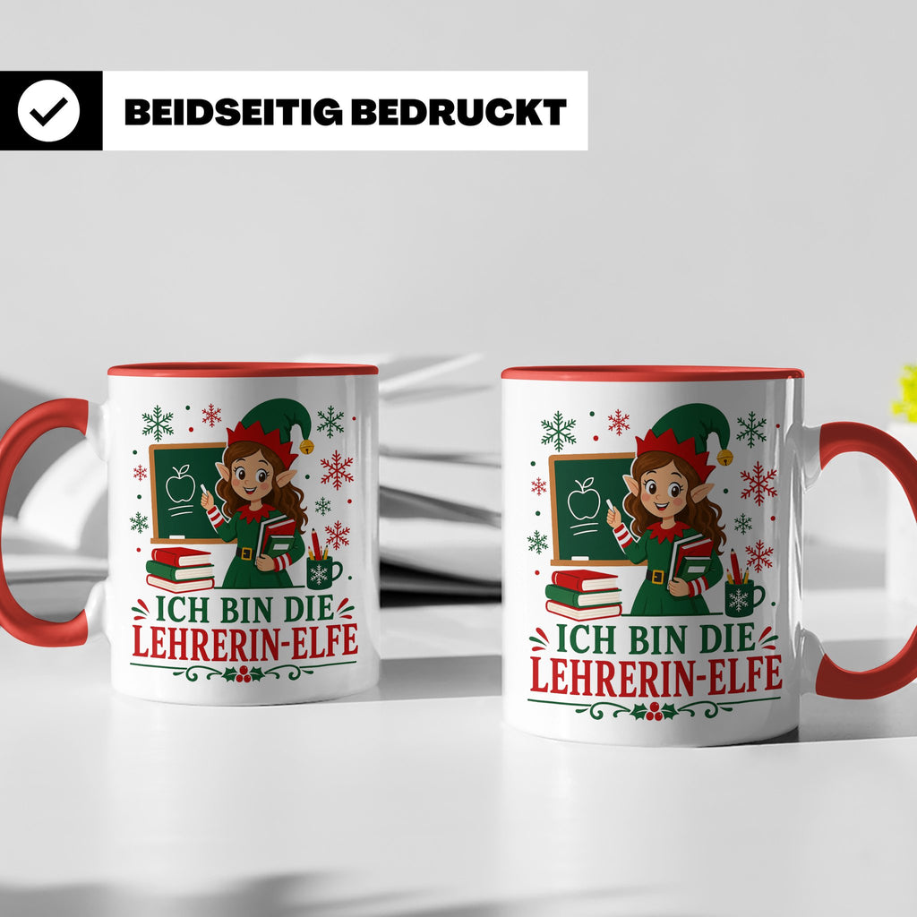 Lehrerin Weihnachten Tasse Ich bin die Lehrerin-Elfe - Lusti – Rot [farbe:rot]