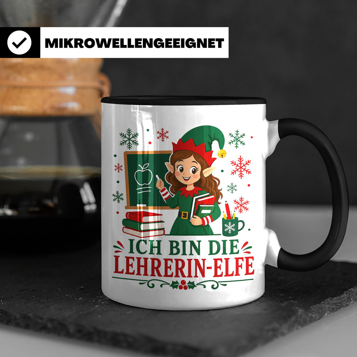 Lehrerin Weihnachten Tasse Ich bin die Lehrerin-Elfe - Lusti – Schwarz [farbe:schwarz]
