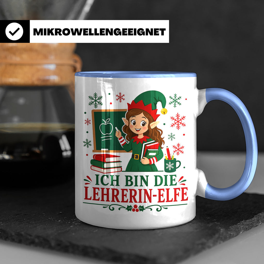 Lehrerin Weihnachten Tasse Ich bin die Lehrerin-Elfe - Lusti – Blau [farbe:blau]