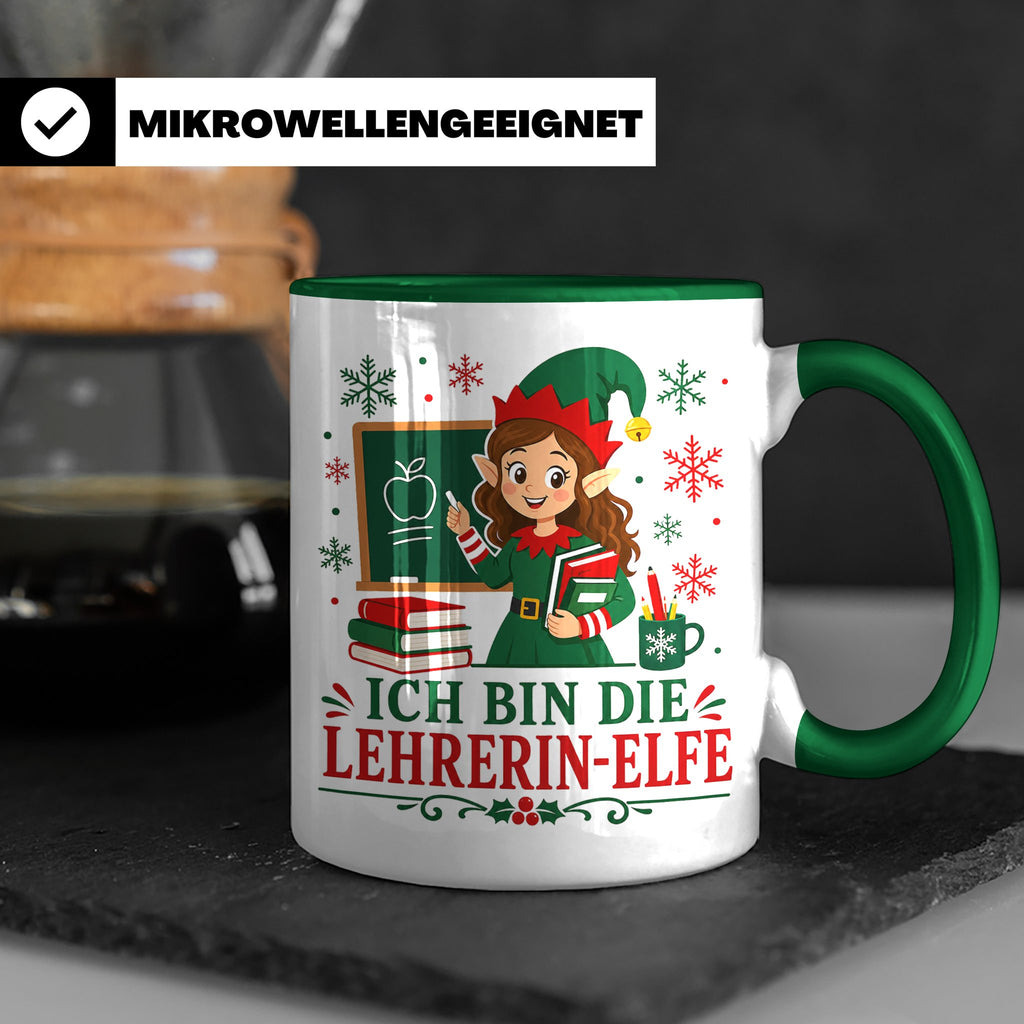 Lehrerin Weihnachten Tasse Ich bin die Lehrerin-Elfe - Lusti – Grün [farbe:grün]