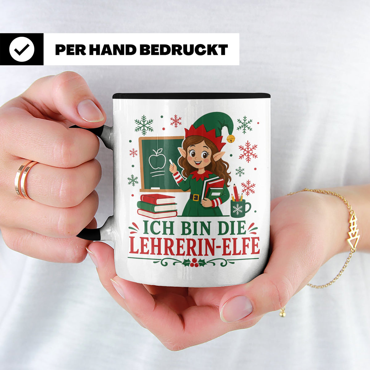 Lehrerin Weihnachten Tasse Ich bin die Lehrerin-Elfe - Lusti – Schwarz [farbe:schwarz]