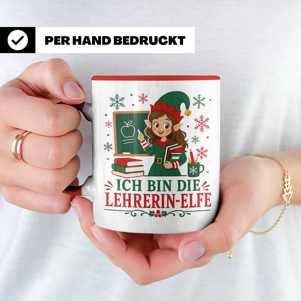 Lehrerin Weihnachten Tasse Ich bin die Lehrerin-Elfe - Lusti – Rot [farbe:rot]