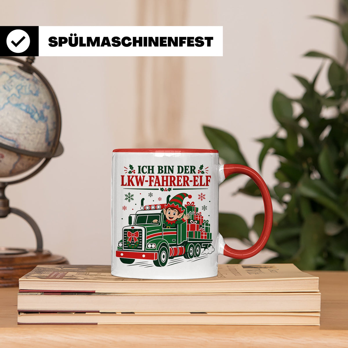 LKW Fahrer Weihnachten Tasse Ich bin der LKW-Fahrer-Elf - Lu – Rot [farbe:rot]