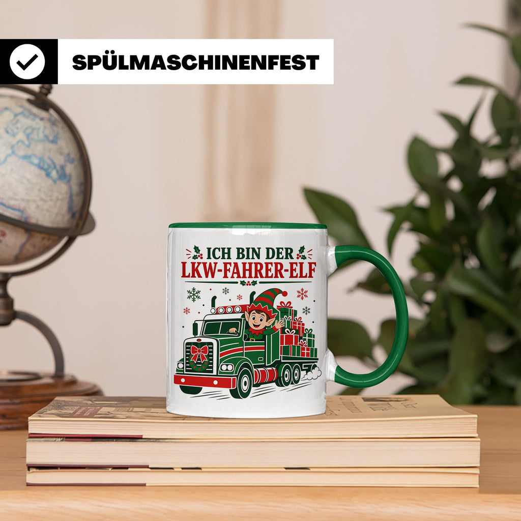 LKW Fahrer Weihnachten Tasse Ich bin der LKW-Fahrer-Elf - Lu – Grün [farbe:grün]