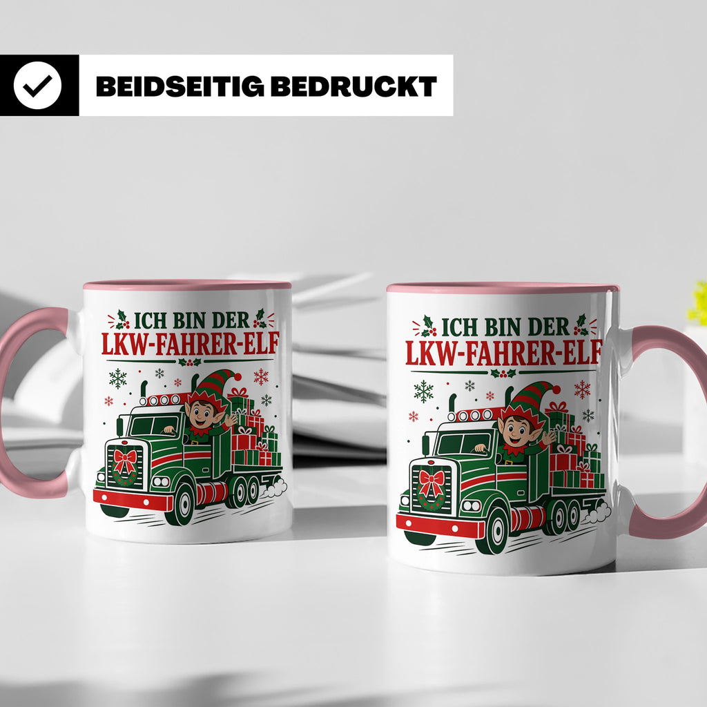 LKW Fahrer Weihnachten Tasse Ich bin der LKW-Fahrer-Elf - Lu – Rosa [farbe:rosa]