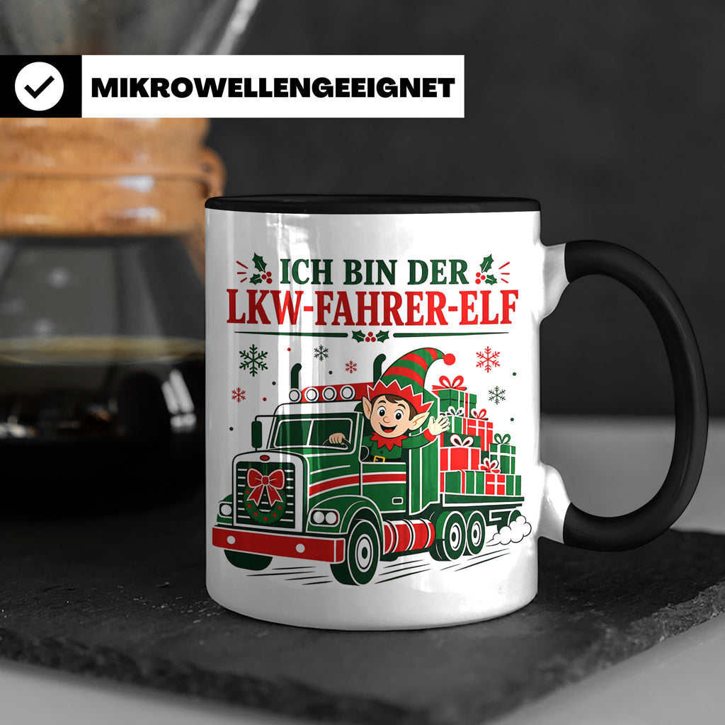 LKW Fahrer Weihnachten Tasse Ich bin der LKW-Fahrer-Elf - Lu – Schwarz [farbe:schwarz]