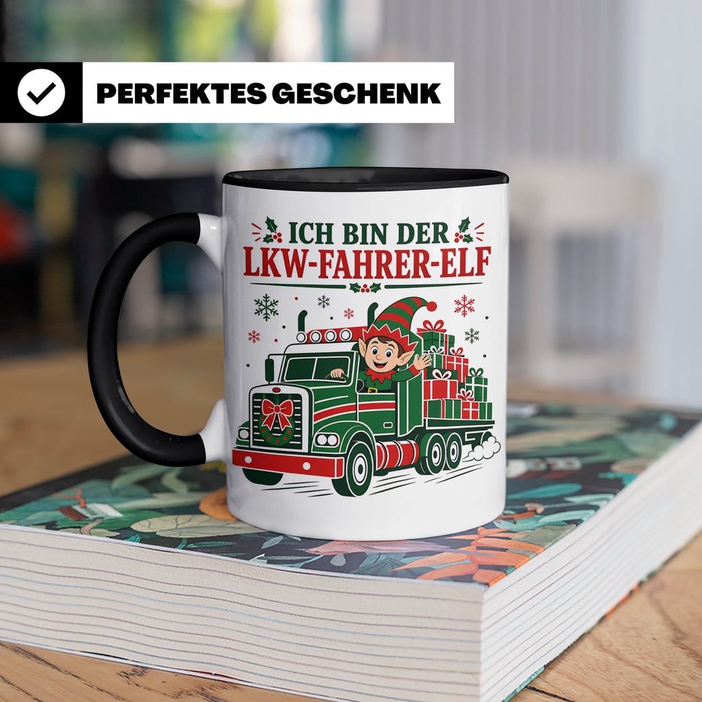 LKW Fahrer Weihnachten Tasse Ich bin der LKW-Fahrer-Elf - Lu – Schwarz [farbe:schwarz]