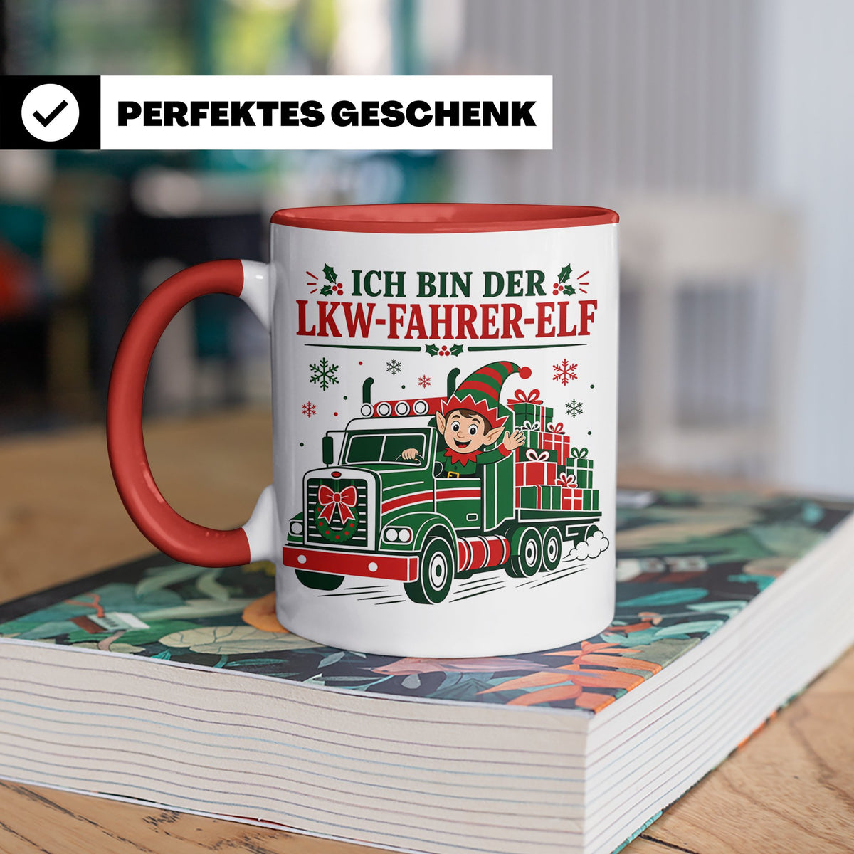 LKW Fahrer Weihnachten Tasse Ich bin der LKW-Fahrer-Elf - Lu – Rot [farbe:rot]