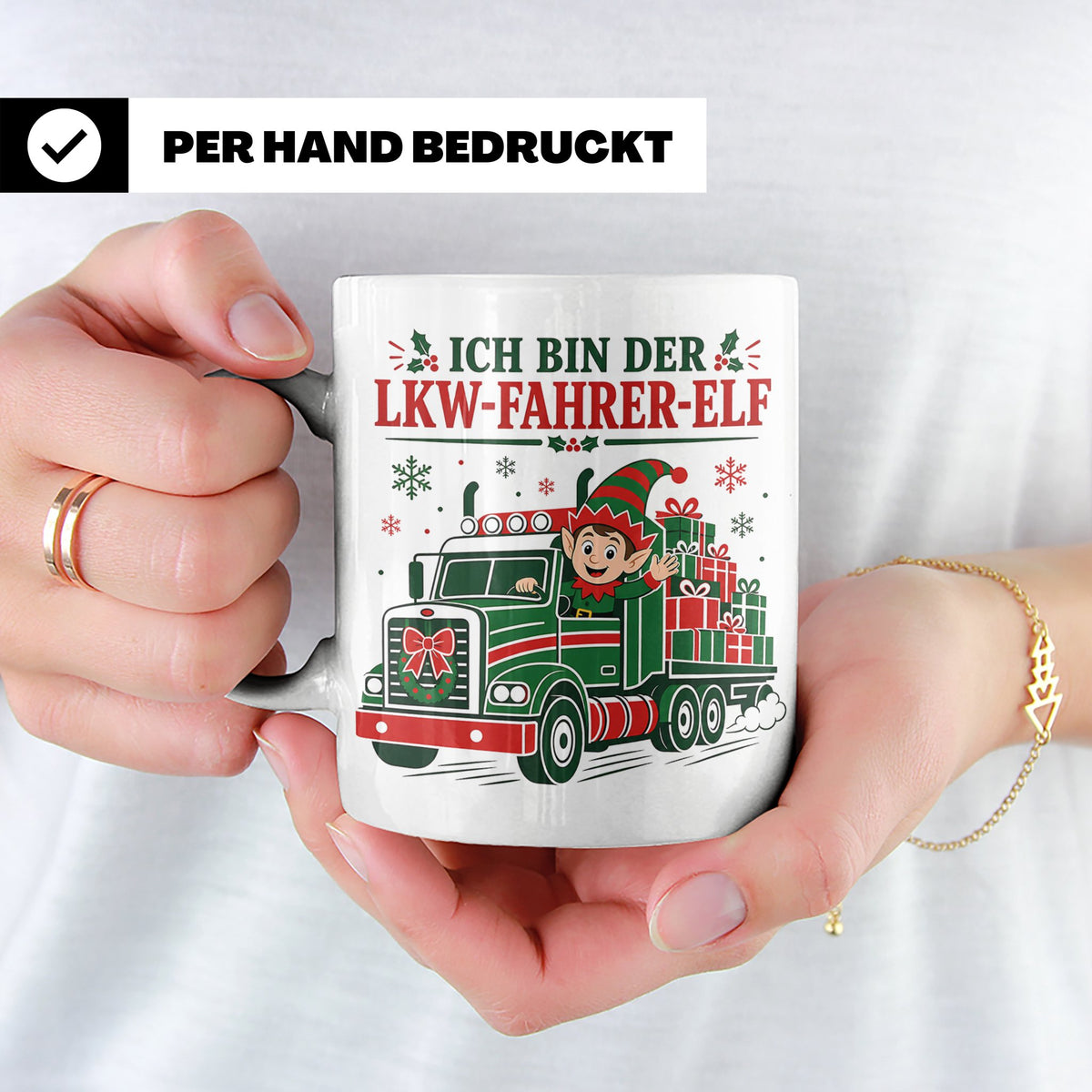 LKW Fahrer Weihnachten Tasse Ich bin der LKW-Fahrer-Elf - Lu – Weiß [farbe:weiß]