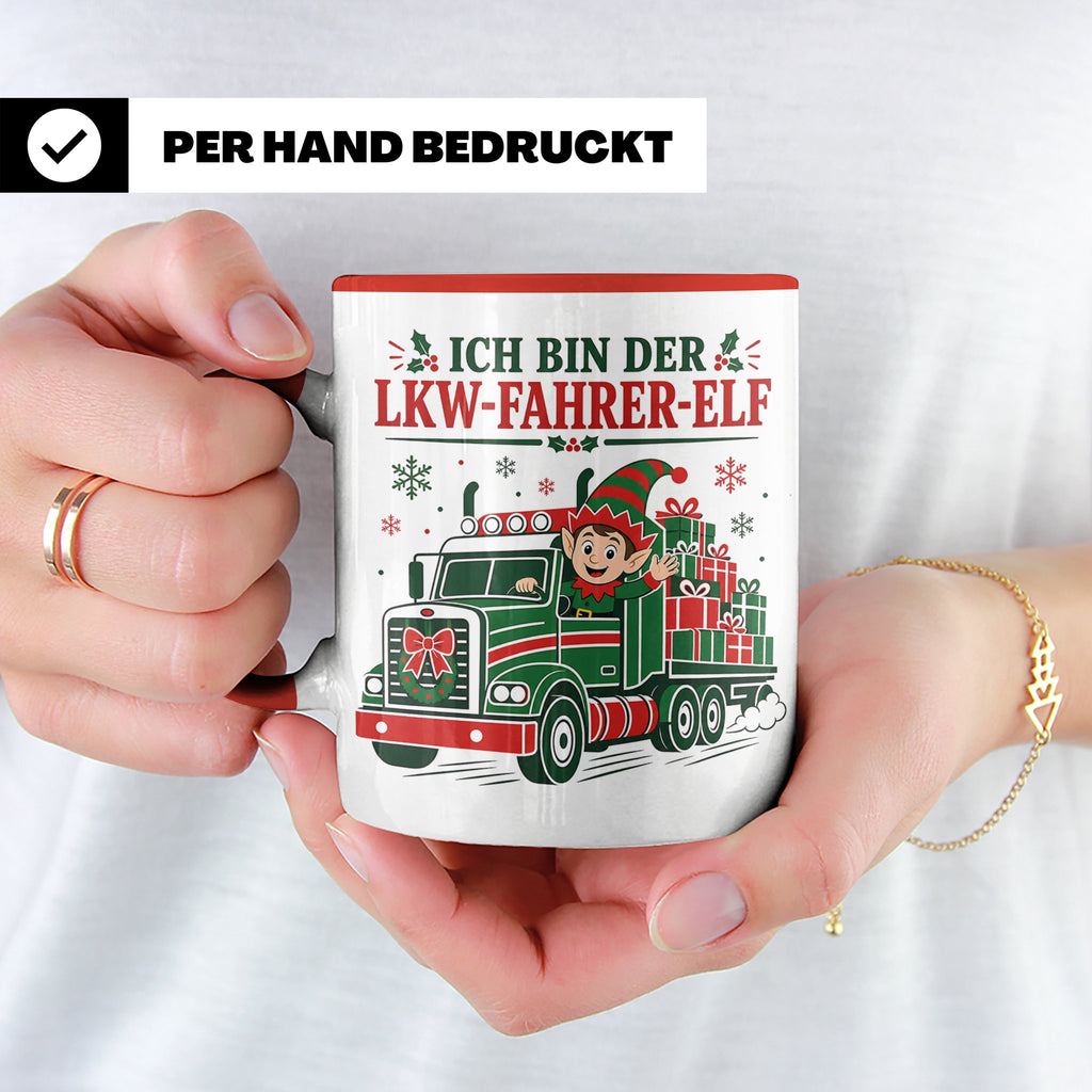 LKW Fahrer Weihnachten Tasse Ich bin der LKW-Fahrer-Elf - Lu – Rot [farbe:rot]