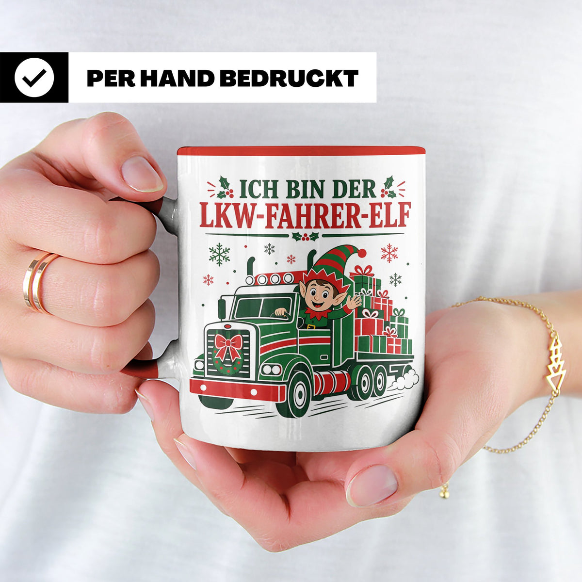 LKW Fahrer Weihnachten Tasse Ich bin der LKW-Fahrer-Elf - Lu – Rot [farbe:rot]