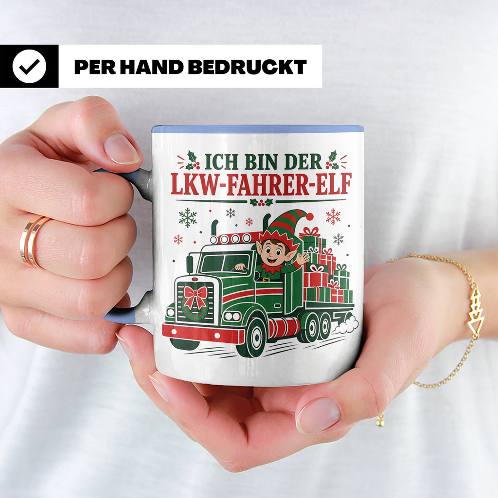 LKW Fahrer Weihnachten Tasse Ich bin der LKW-Fahrer-Elf - Lu – Blau [farbe:blau]