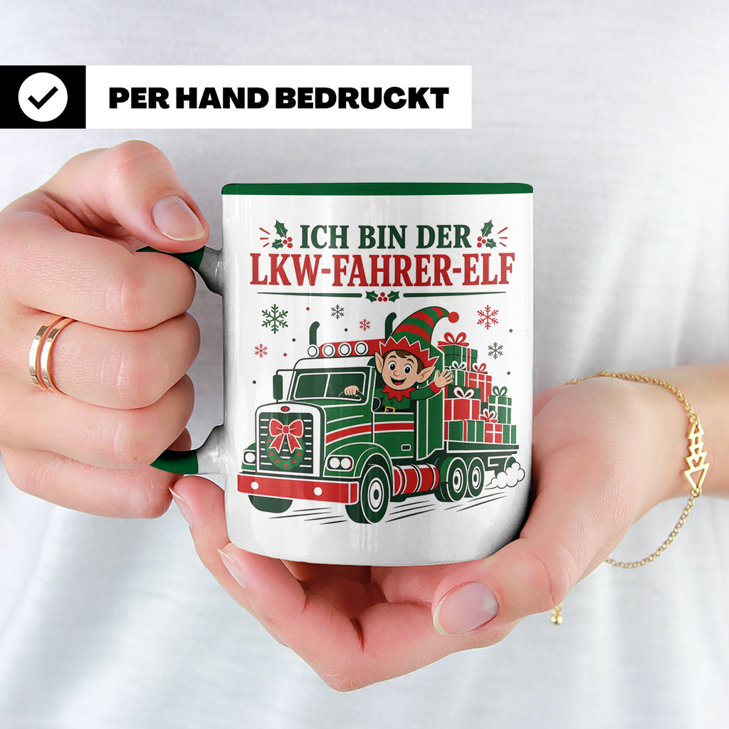 LKW Fahrer Weihnachten Tasse Ich bin der LKW-Fahrer-Elf - Lu – Grün [farbe:grün]