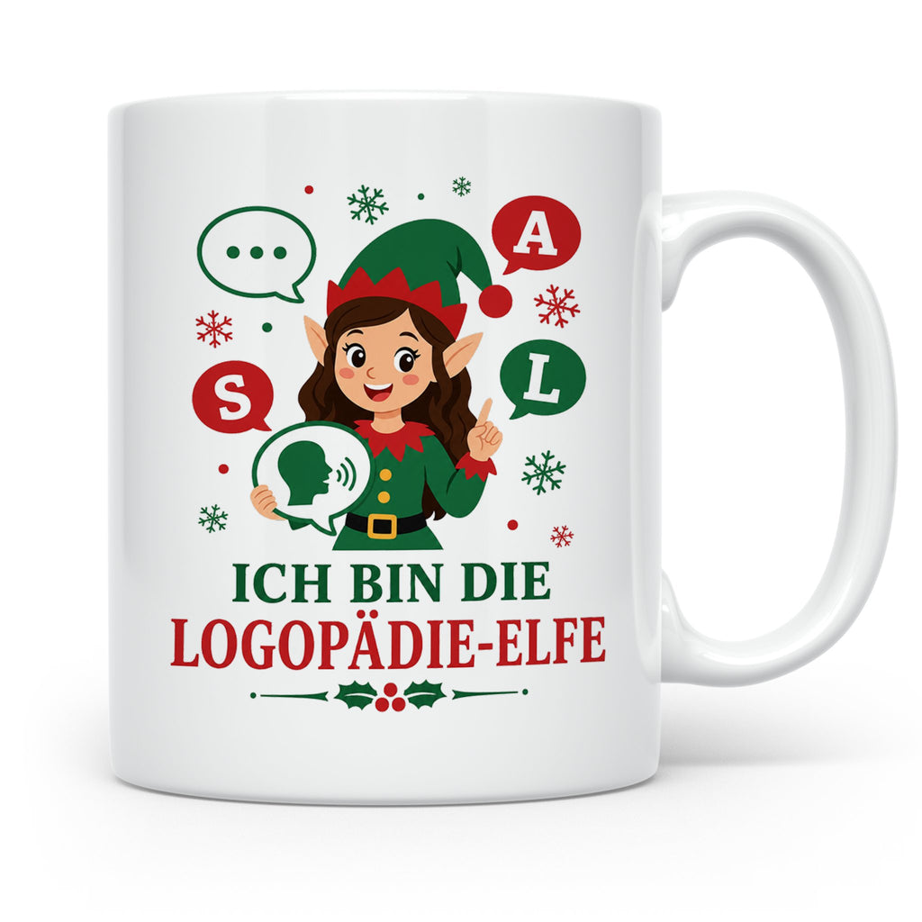 Logopädin Weihnachten Tasse Ich bin die Logopädie-Elfe - Lus – Weiß [farbe:weiß]