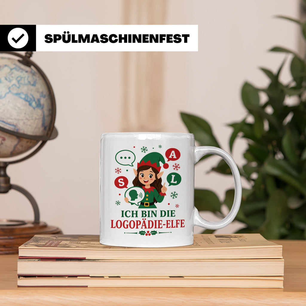 Logopädin Weihnachten Tasse Ich bin die Logopädie-Elfe - Lus – Weiß [farbe:weiß]