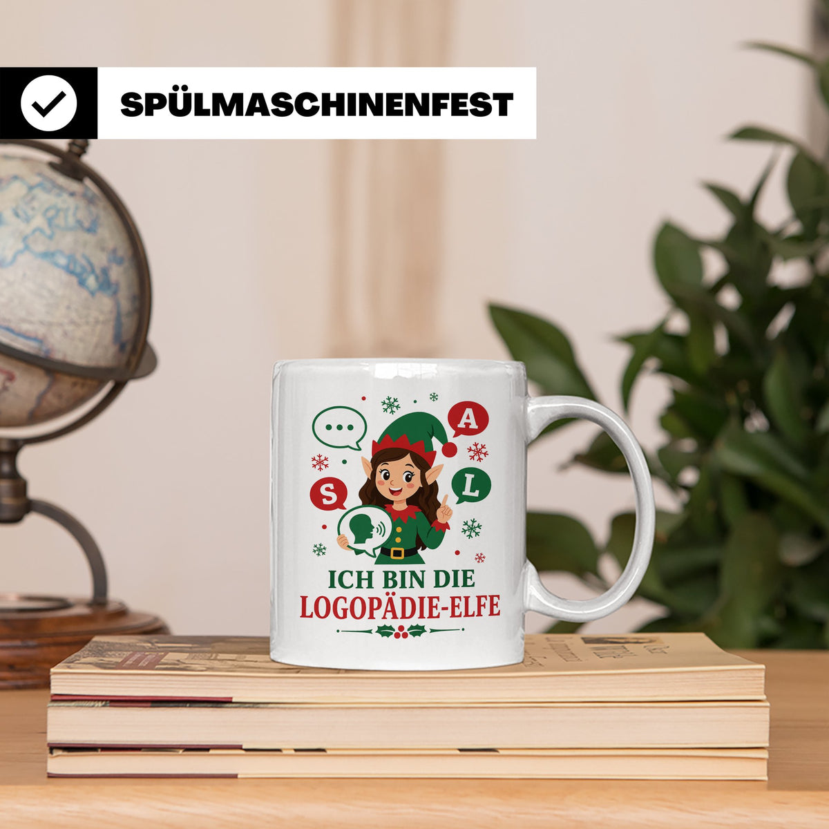Logopädin Weihnachten Tasse Ich bin die Logopädie-Elfe - Lus – Weiß [farbe:weiß]