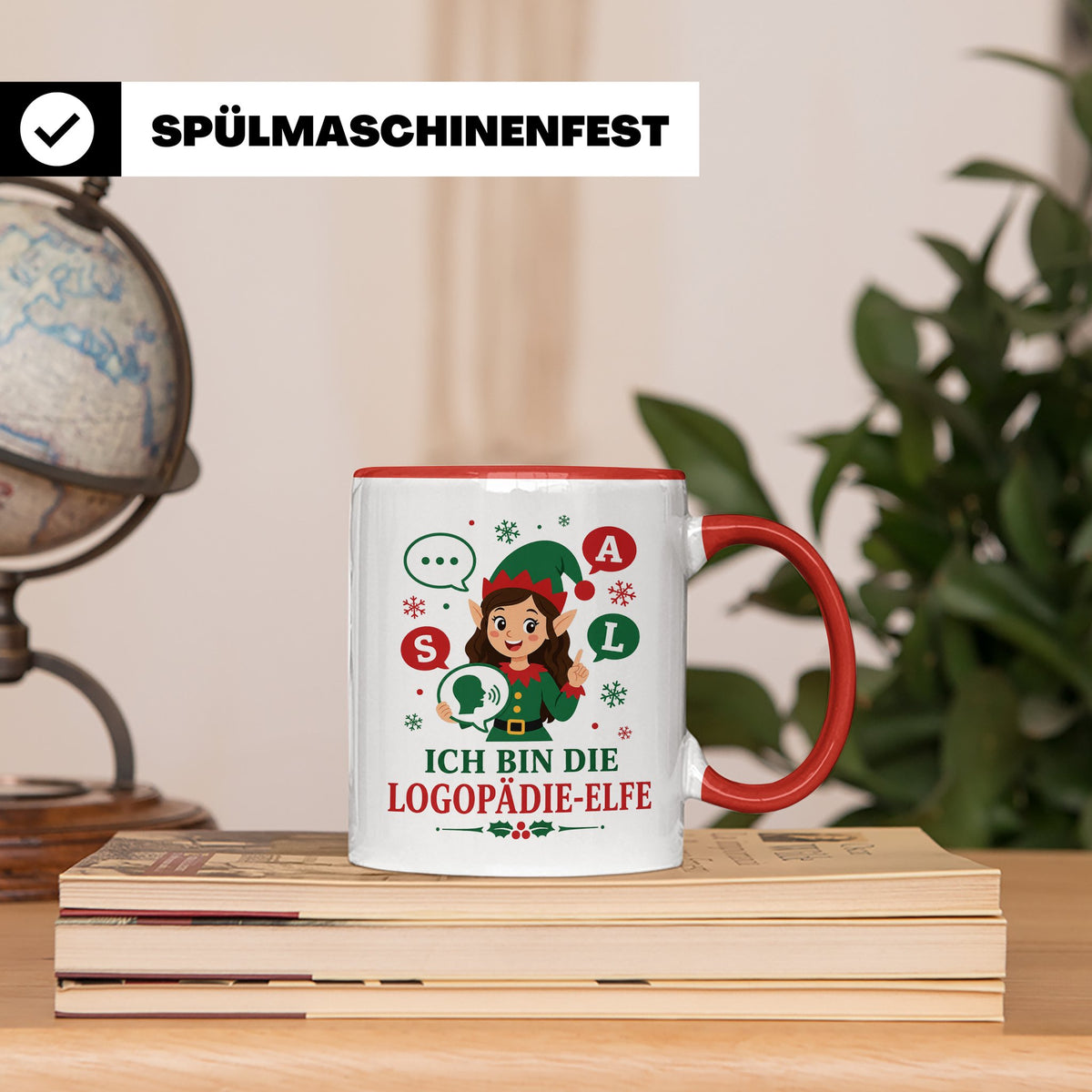 Logopädin Weihnachten Tasse Ich bin die Logopädie-Elfe - Lus – Rot [farbe:rot]