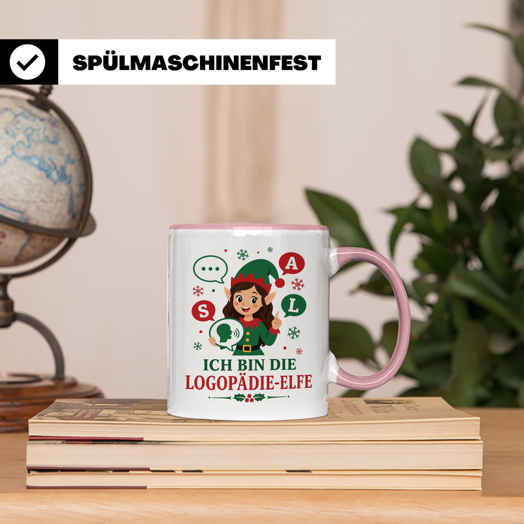 Logopädin Weihnachten Tasse Ich bin die Logopädie-Elfe - Lus – Rosa [farbe:rosa]