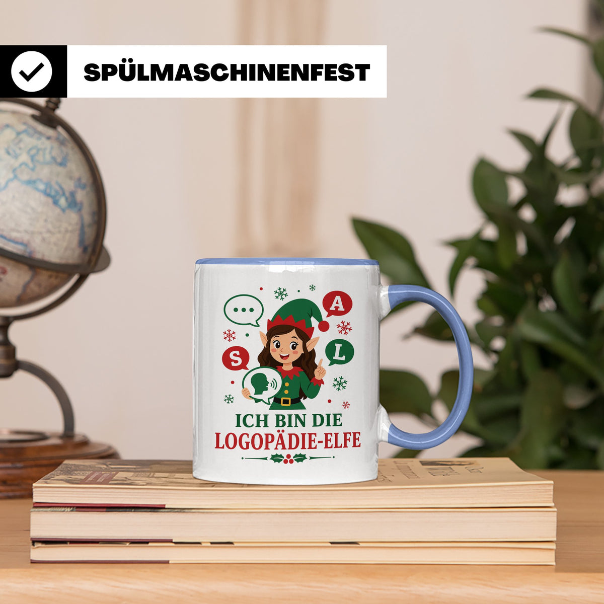 Logopädin Weihnachten Tasse Ich bin die Logopädie-Elfe - Lus – Blau [farbe:blau]