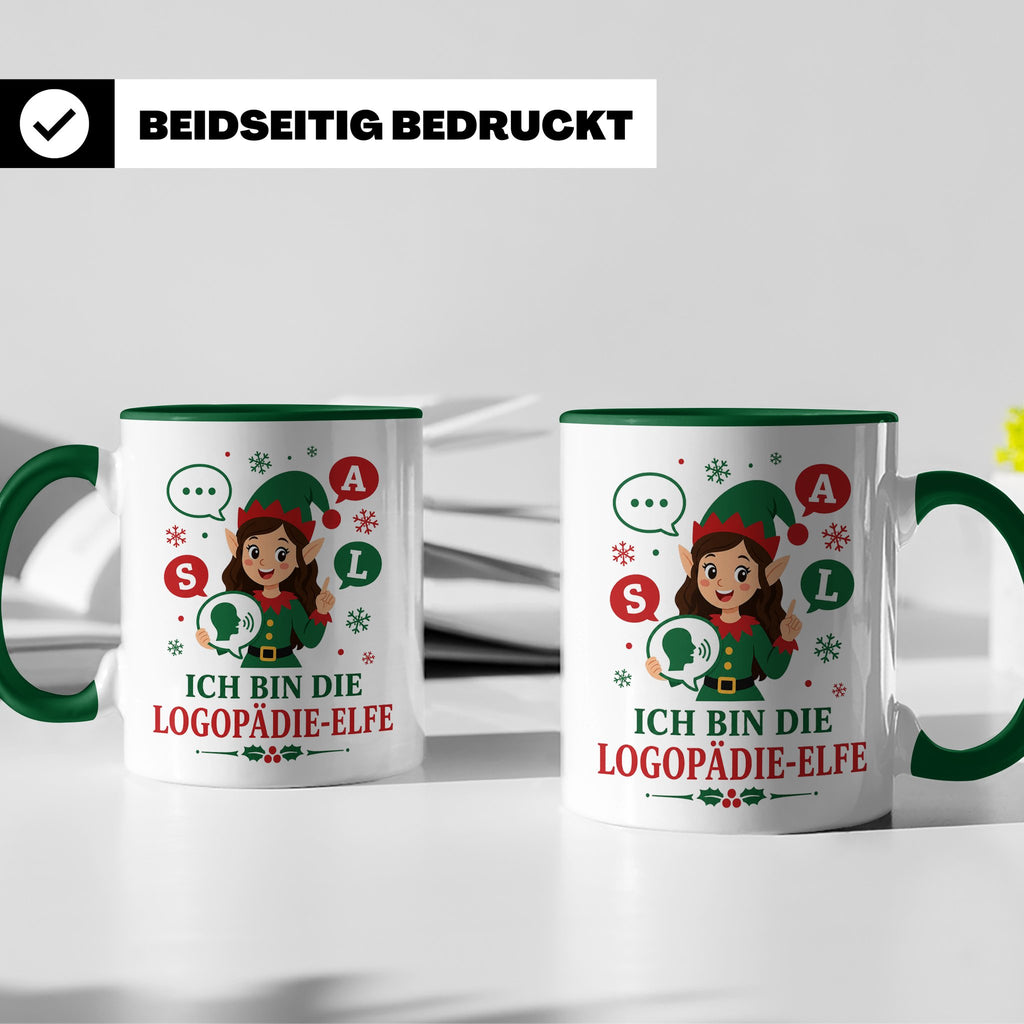 Logopädin Weihnachten Tasse Ich bin die Logopädie-Elfe - Lus – Grün [farbe:grün]