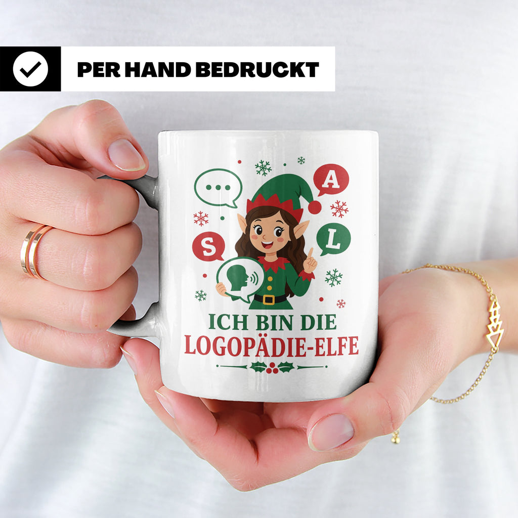 Logopädin Weihnachten Tasse Ich bin die Logopädie-Elfe - Lus – Weiß [farbe:weiß]