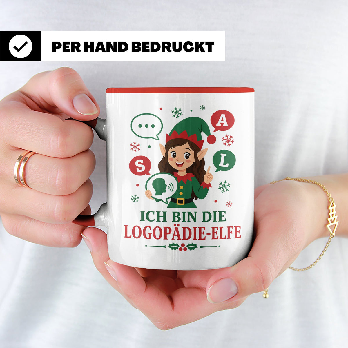 Logopädin Weihnachten Tasse Ich bin die Logopädie-Elfe - Lus – Rot [farbe:rot]