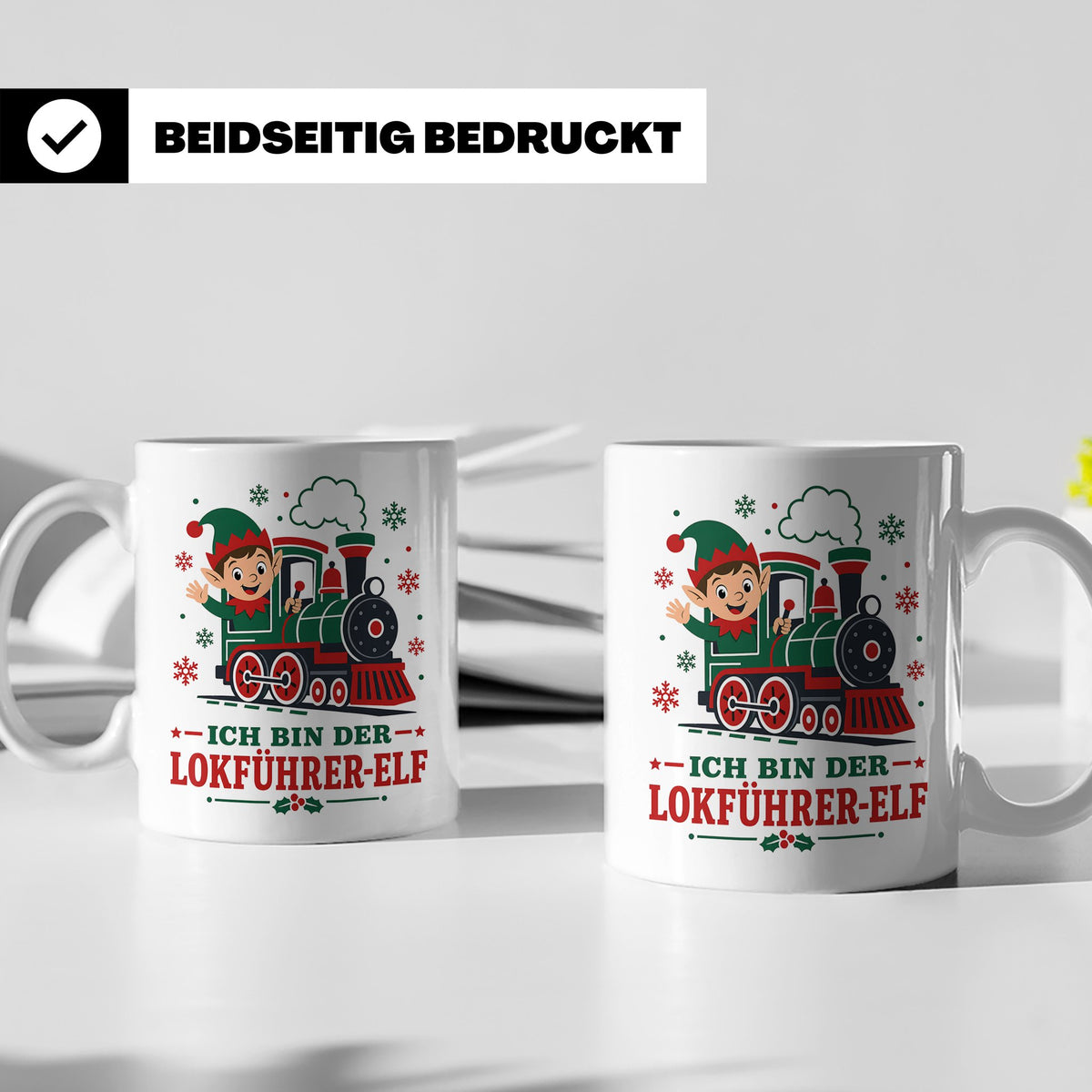 Lokführer Weihnachten Tasse Ich bin der Lokführer-Elf - Lust – Weiß [farbe:weiß]