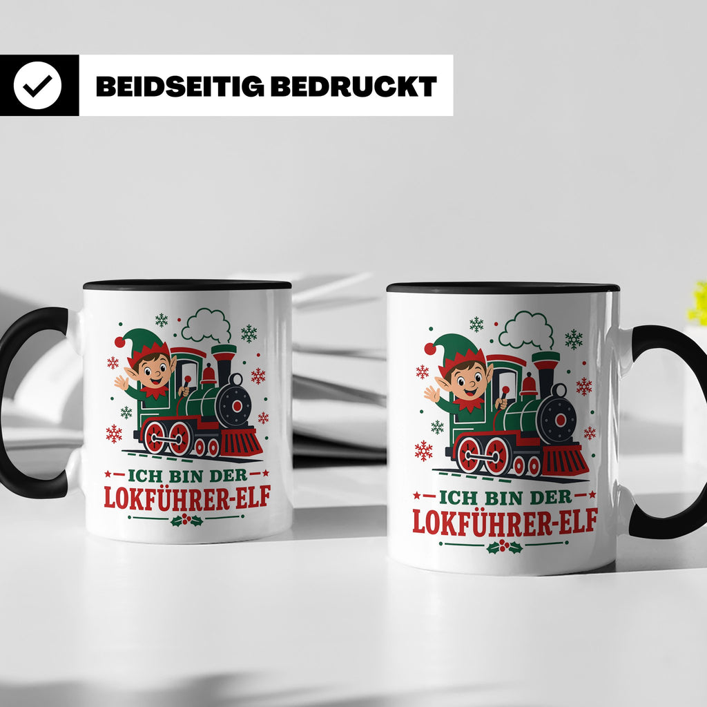 Lokführer Weihnachten Tasse Ich bin der Lokführer-Elf - Lust – Schwarz [farbe:schwarz]
