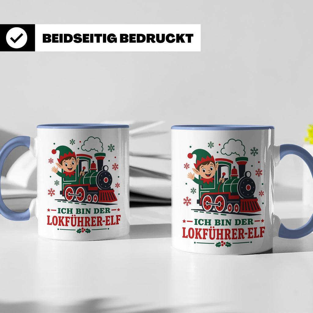 Lokführer Weihnachten Tasse Ich bin der Lokführer-Elf - Lust – Blau [farbe:blau]