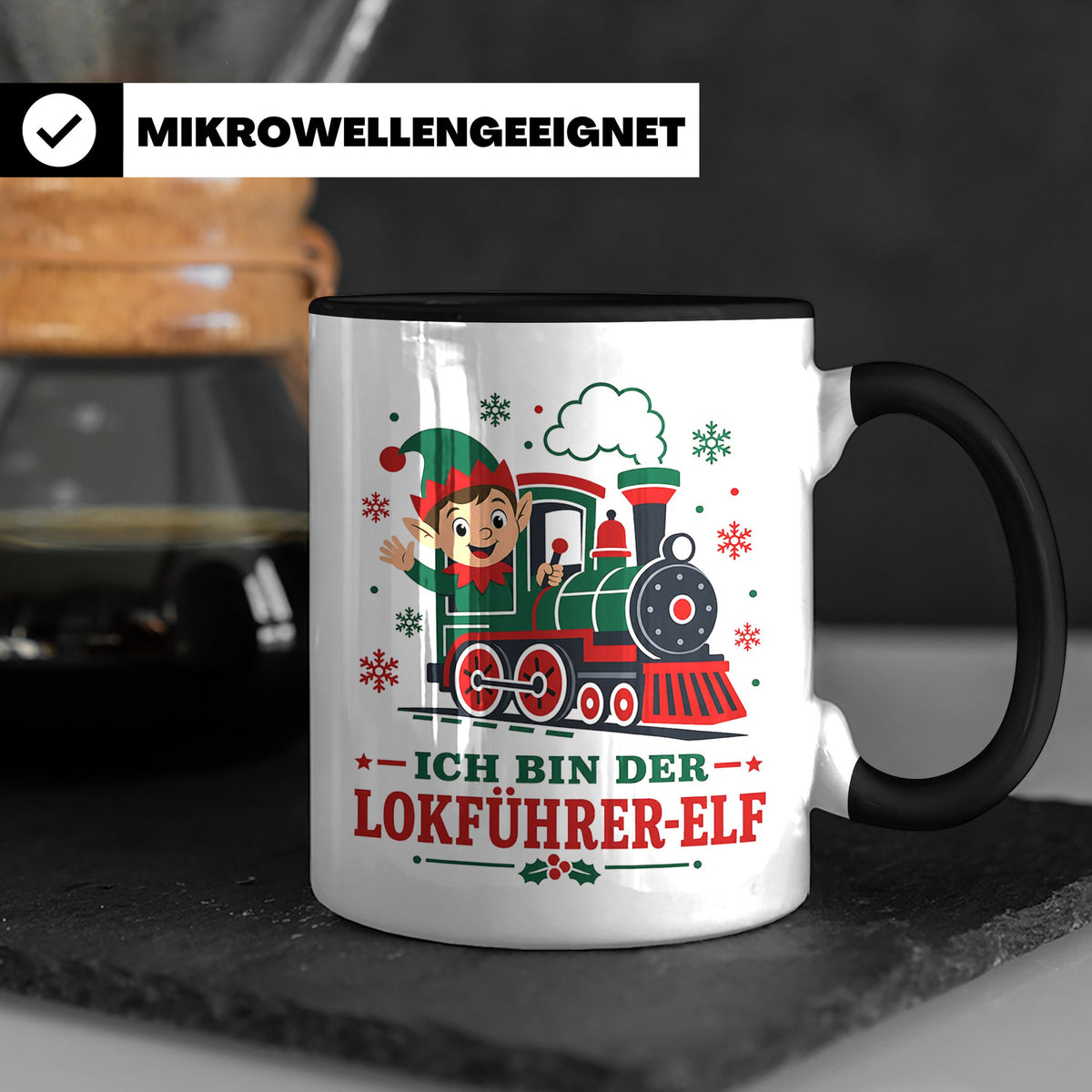 Lokführer Weihnachten Tasse Ich bin der Lokführer-Elf - Lust – Schwarz [farbe:schwarz]