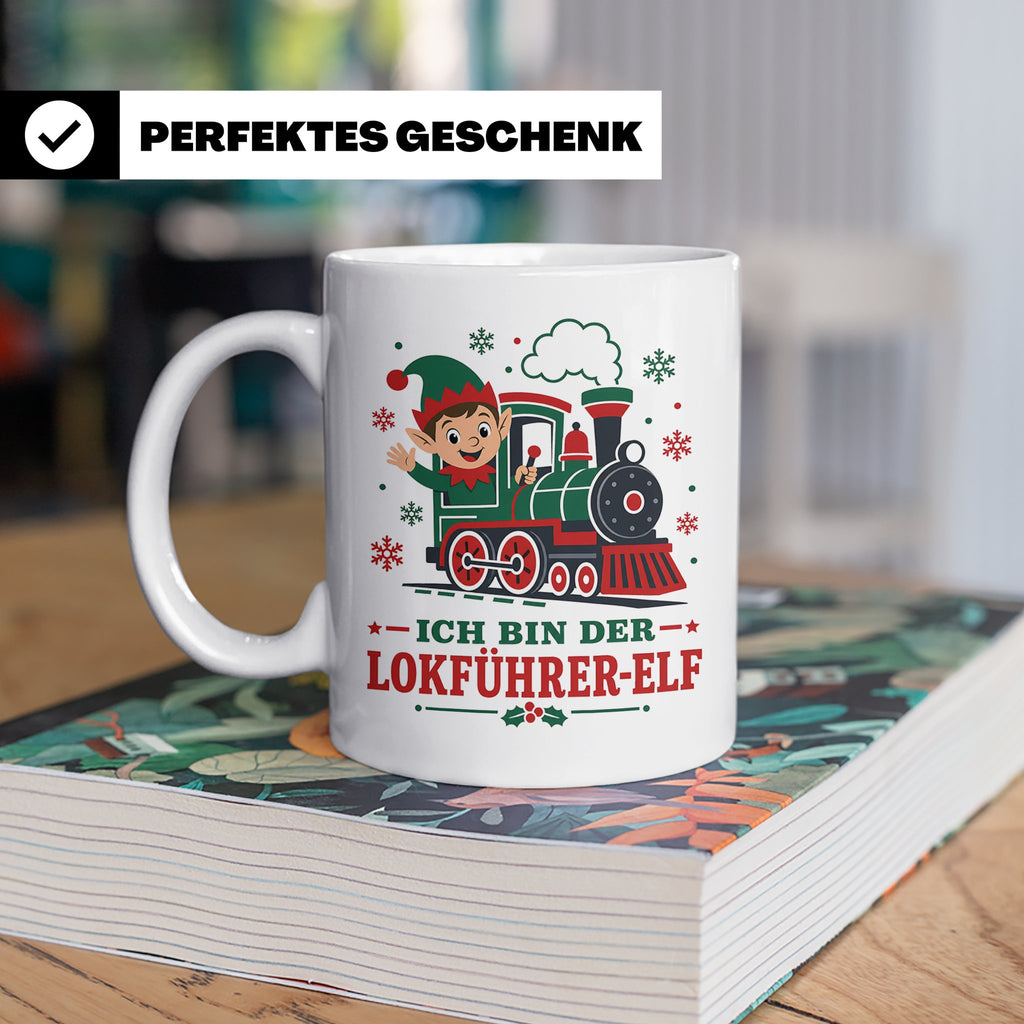 Lokführer Weihnachten Tasse Ich bin der Lokführer-Elf - Lust – Weiß [farbe:weiß]