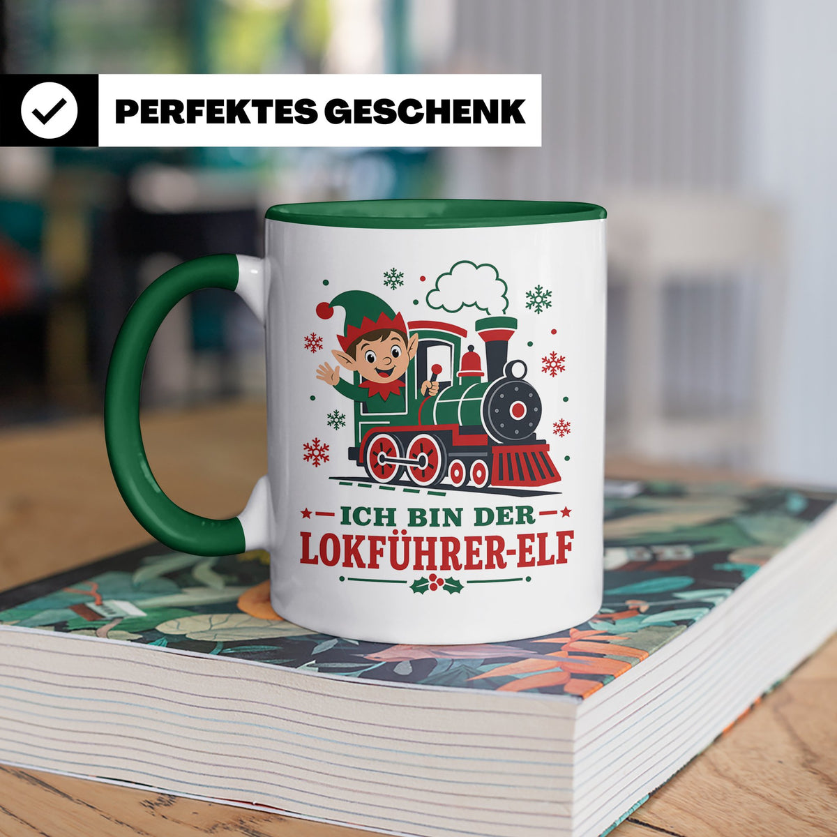 Lokführer Weihnachten Tasse Ich bin der Lokführer-Elf - Lust – Grün [farbe:grün]