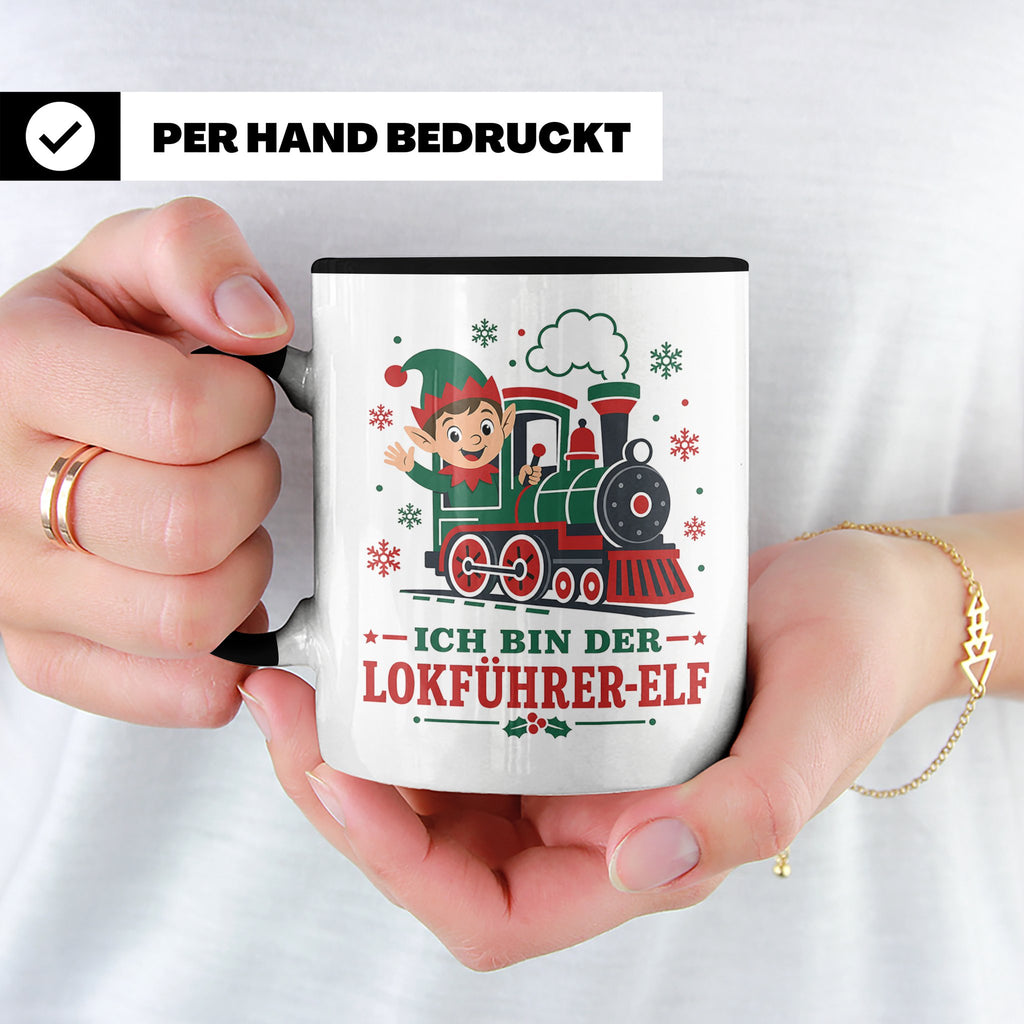 Lokführer Weihnachten Tasse Ich bin der Lokführer-Elf - Lust – Schwarz [farbe:schwarz]