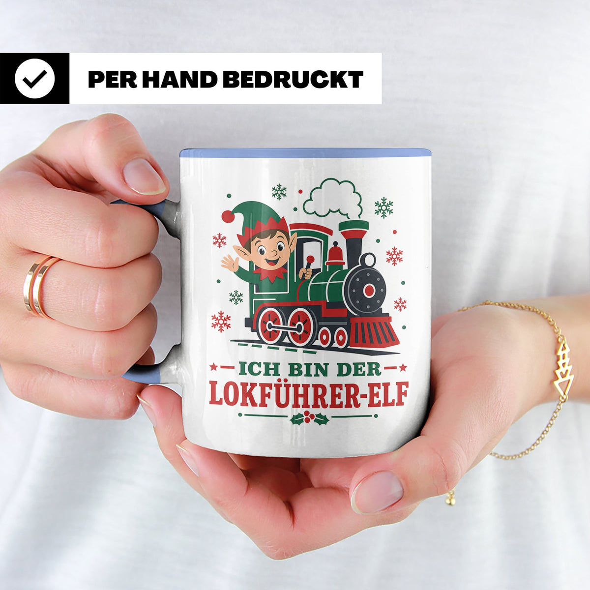 Lokführer Weihnachten Tasse Ich bin der Lokführer-Elf - Lust – Blau [farbe:blau]