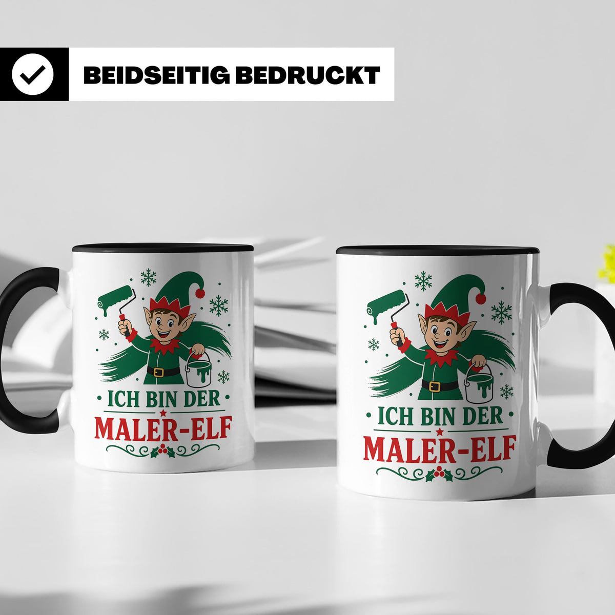 Maler Weihnachten Tasse Ich bin der Maler-Elf - Lustiges Ges – Schwarz [farbe:schwarz]