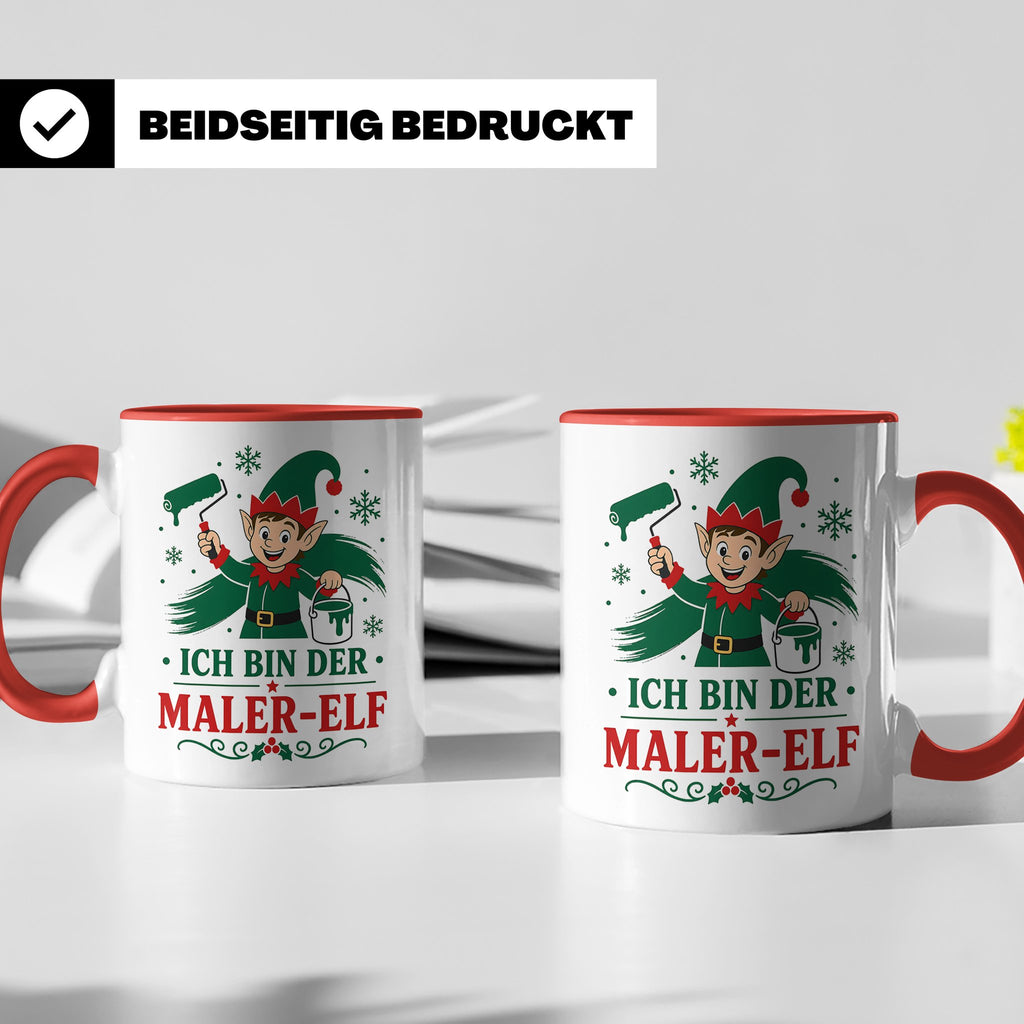 Maler Weihnachten Tasse Ich bin der Maler-Elf - Lustiges Ges – Rot [farbe:rot]