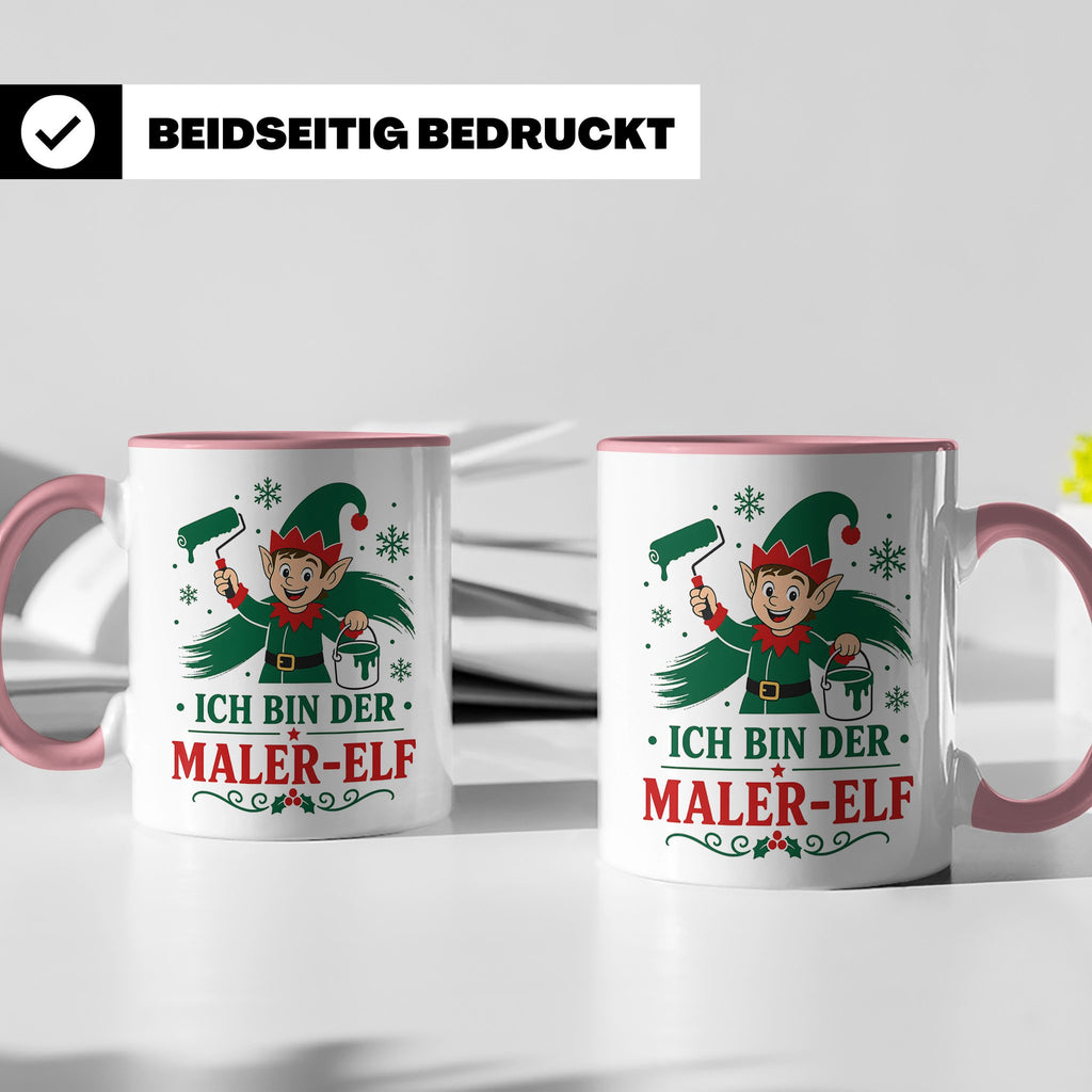 Maler Weihnachten Tasse Ich bin der Maler-Elf - Lustiges Ges – Rosa [farbe:rosa]