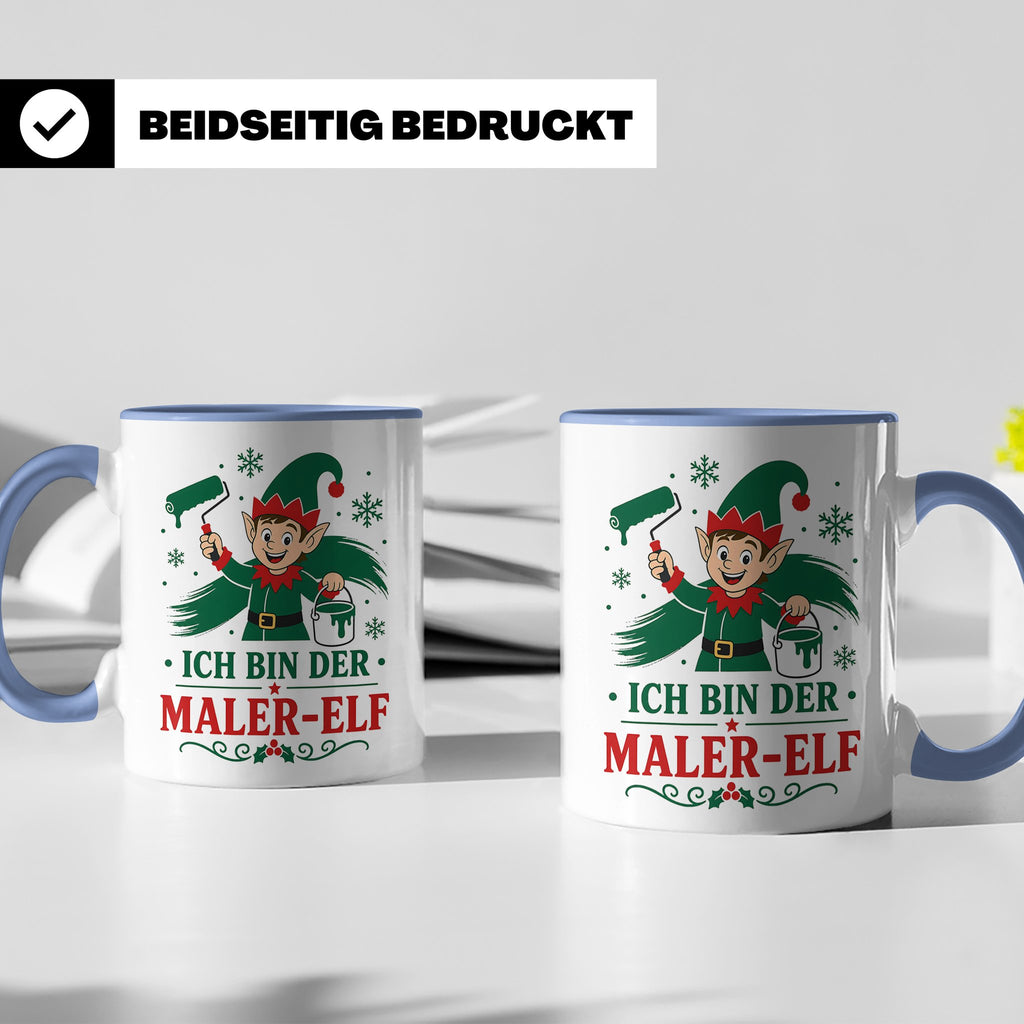Maler Weihnachten Tasse Ich bin der Maler-Elf - Lustiges Ges – Blau [farbe:blau]