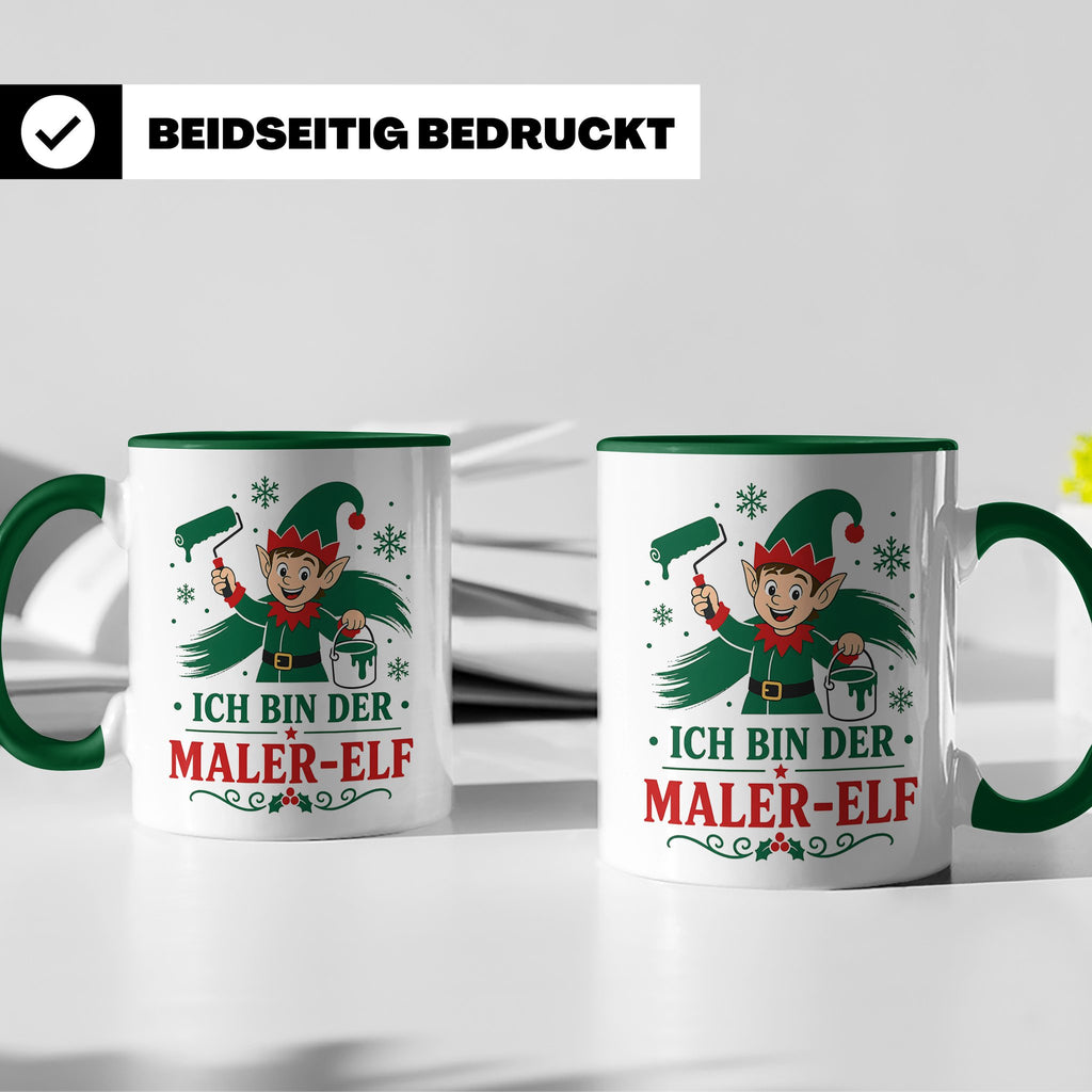 Maler Weihnachten Tasse Ich bin der Maler-Elf - Lustiges Ges – Grün [farbe:grün]