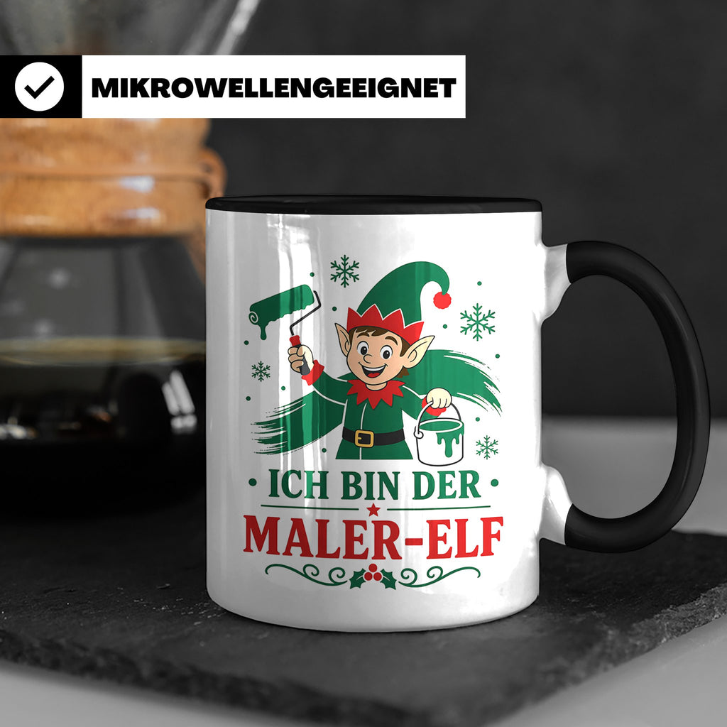 Maler Weihnachten Tasse Ich bin der Maler-Elf - Lustiges Ges – Schwarz [farbe:schwarz]