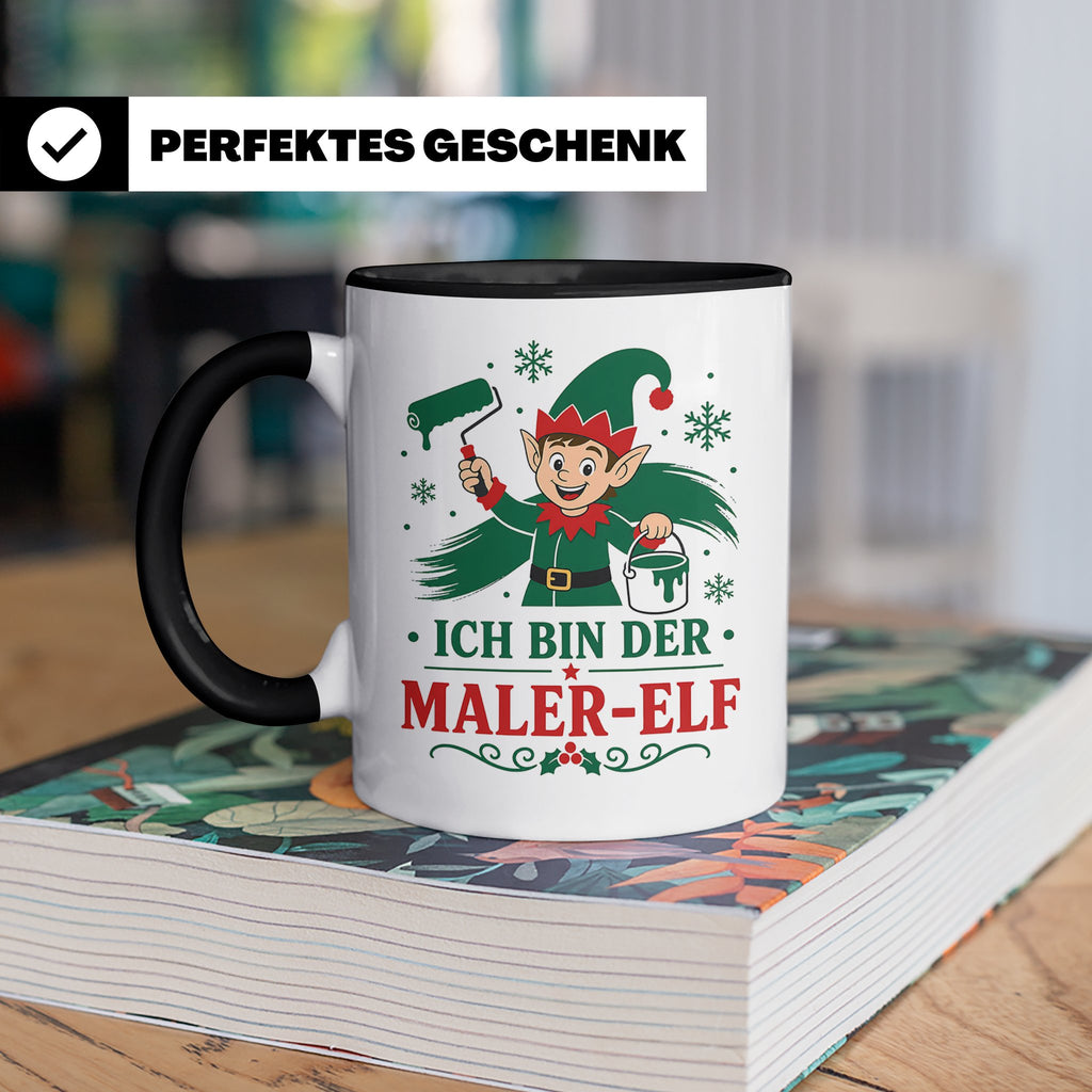 Maler Weihnachten Tasse Ich bin der Maler-Elf - Lustiges Ges – Schwarz [farbe:schwarz]