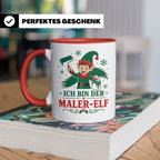 Maler Weihnachten Tasse Ich bin der Maler-Elf - Lustiges Ges – Rot [farbe:rot]