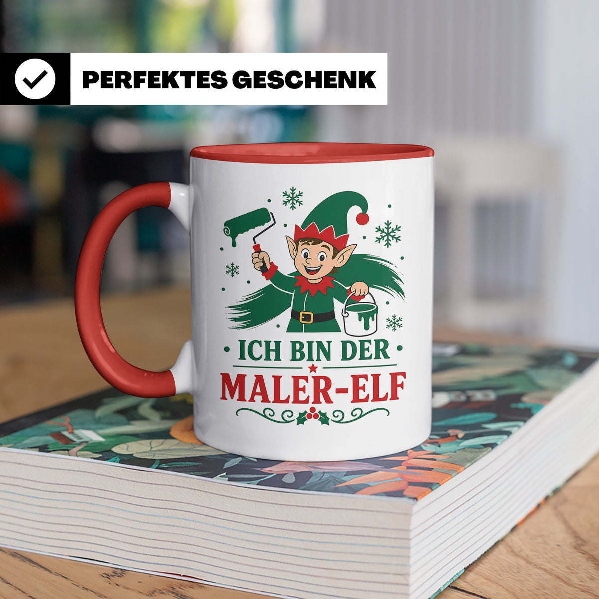Maler Weihnachten Tasse Ich bin der Maler-Elf - Lustiges Ges – Rot [farbe:rot]