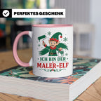 Maler Weihnachten Tasse Ich bin der Maler-Elf - Lustiges Ges – Rosa [farbe:rosa]