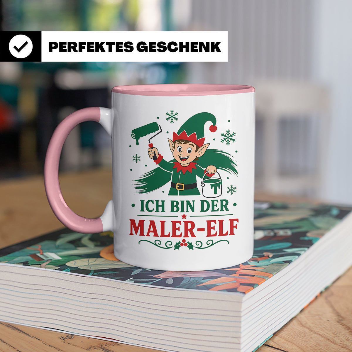 Maler Weihnachten Tasse Ich bin der Maler-Elf - Lustiges Ges – Rosa [farbe:rosa]