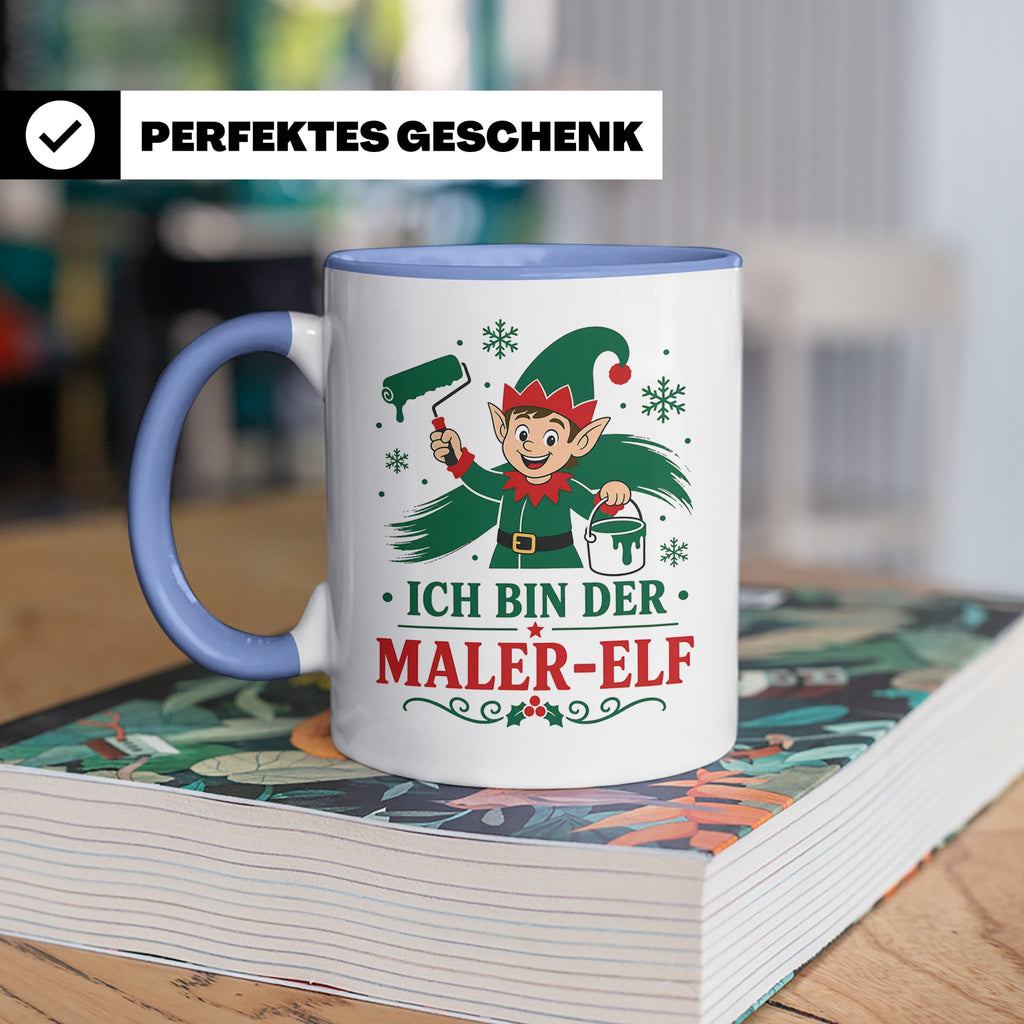 Maler Weihnachten Tasse Ich bin der Maler-Elf - Lustiges Ges – Blau [farbe:blau]