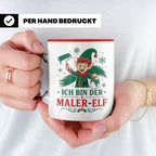 Maler Weihnachten Tasse Ich bin der Maler-Elf - Lustiges Ges – Rot [farbe:rot]